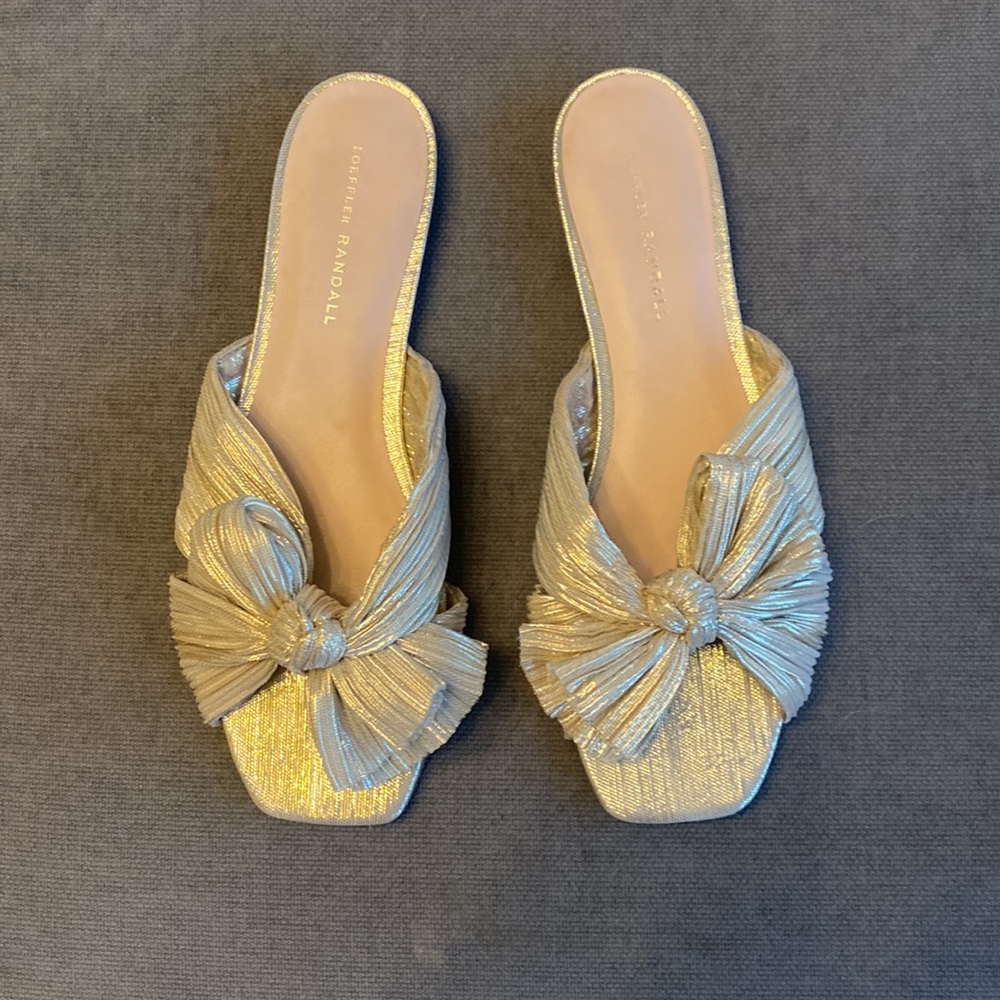 Loeffler Randall
Women's Daphne Pleated Slide Sandals Gold